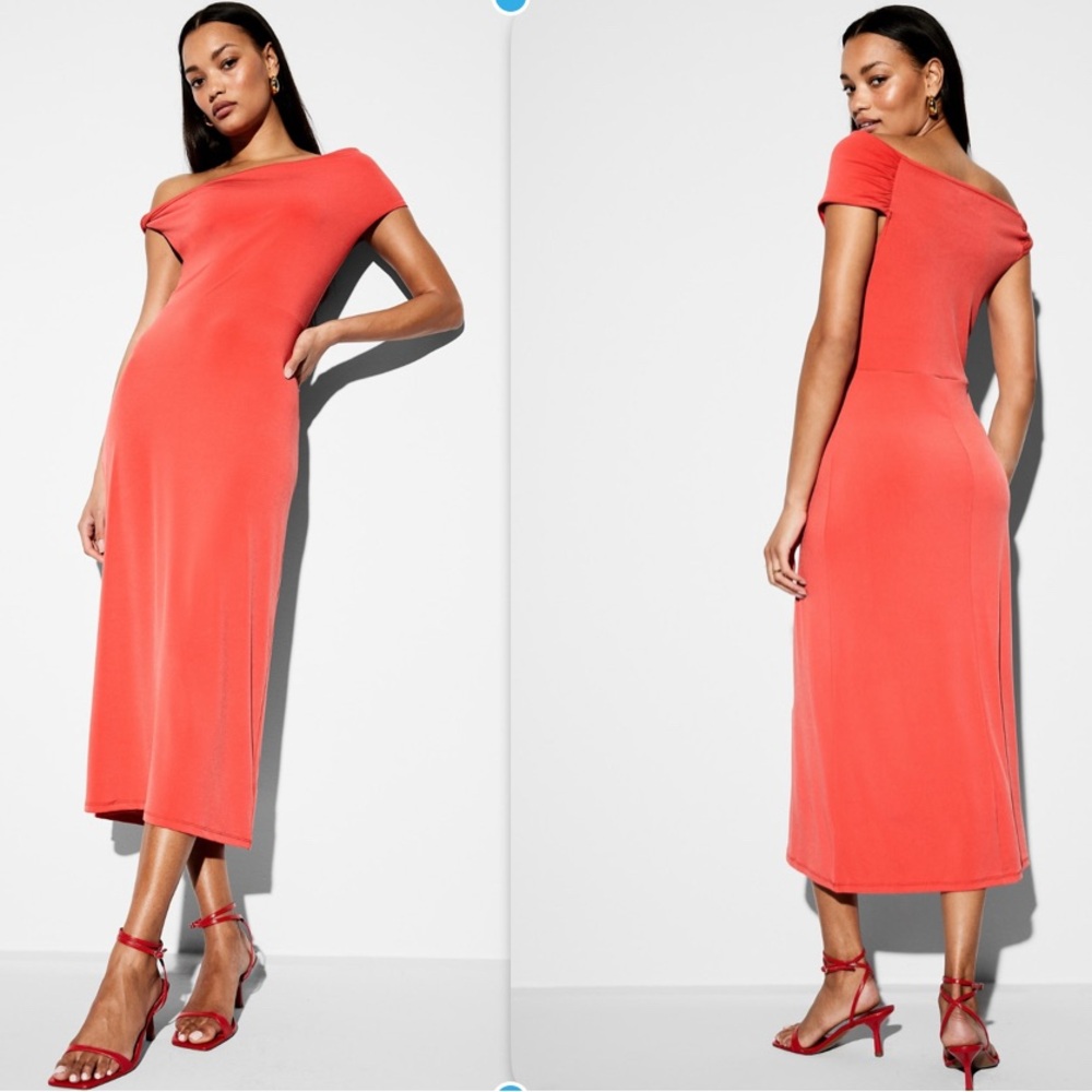 'The Occasion' by Old Navy Women's One-Shoulder Midi Dress in Coral Size L--NWT